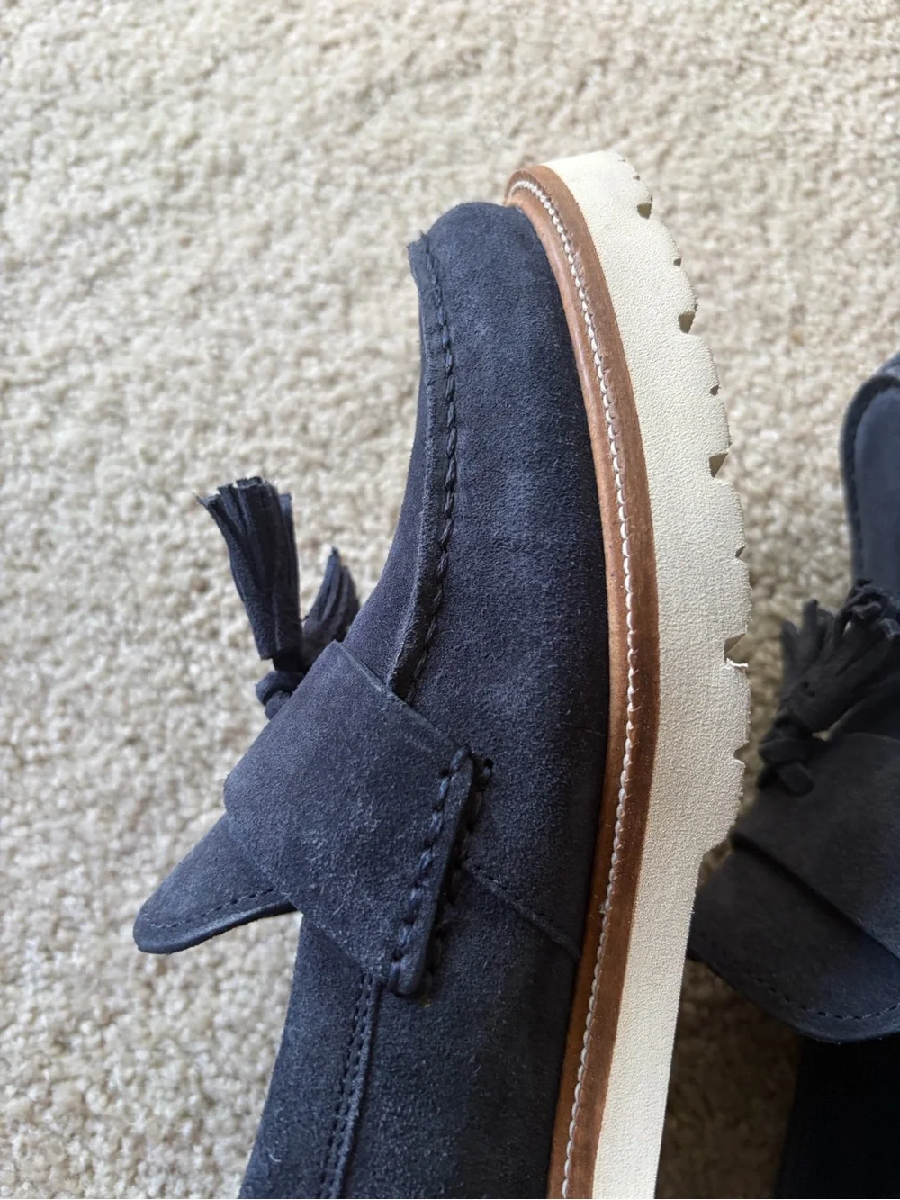 Cole haan American classic man made leather blue suede tassels loafers size 10